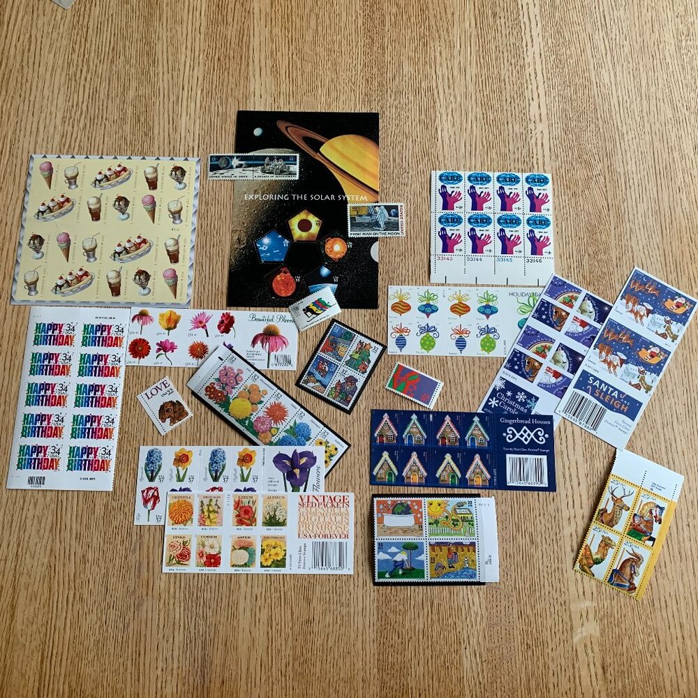 Vintage Ephemera - Vintage Mint U.S. Postage Stamps (Uncirculated, No Hinge)